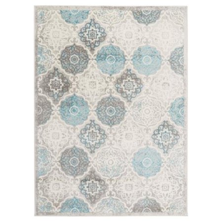 HOME DYNAMIX Home Dynamix 769924517345 6 ft. 6 in. x 9 ft. 6 in. Boho Andorra Area Ikat Rug - Gray & Blue 769924517345